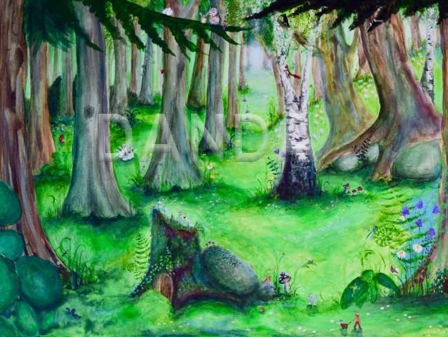 Alexandra Hesselmann Shop - sommerlicher Wichtelwald 30 x 40 cm