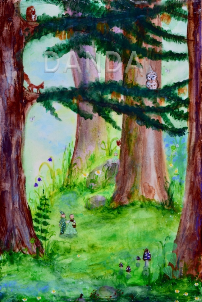 Alexandra Hesselmann Shop - Wichtelpärchen im Wald 20 x 30 cm