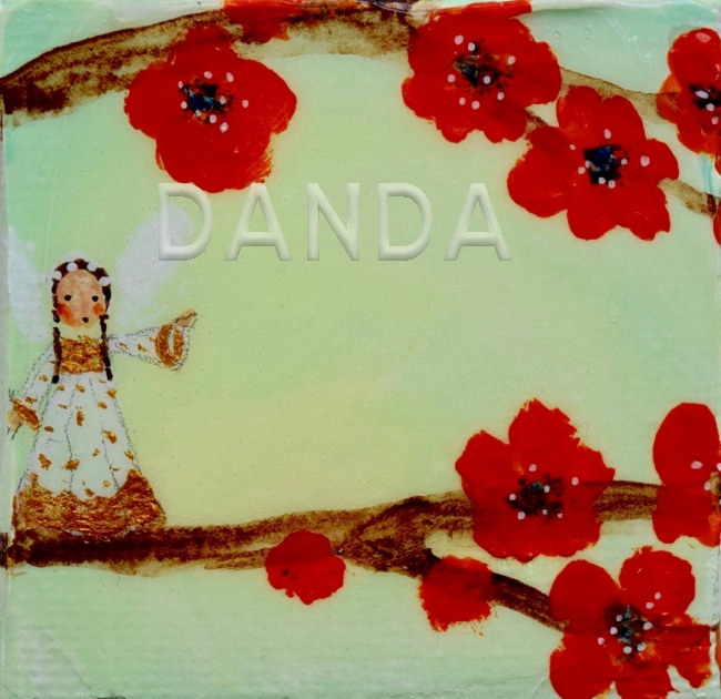 Alexandra Hesselmann Shop - Elfe in roten Blüten 20 x 20 cm