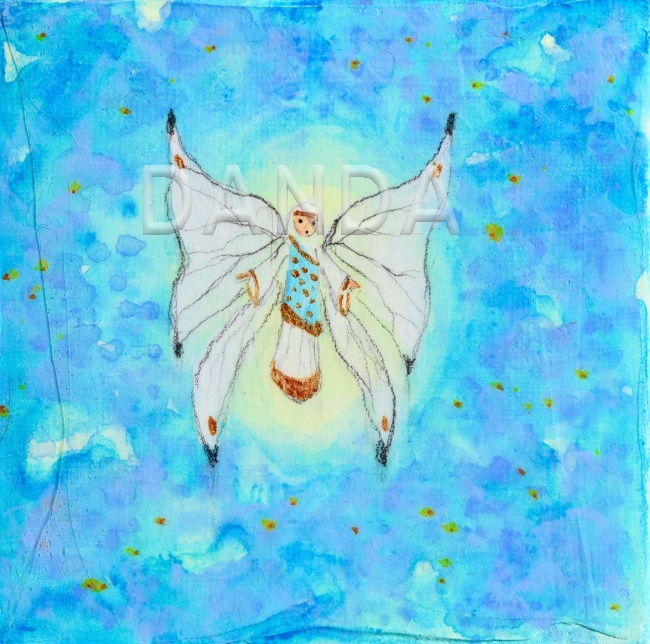 Alexandra Hesselmann Shop - Schmetterlingsfee in Vergißmeinicht 20 x 20 cm