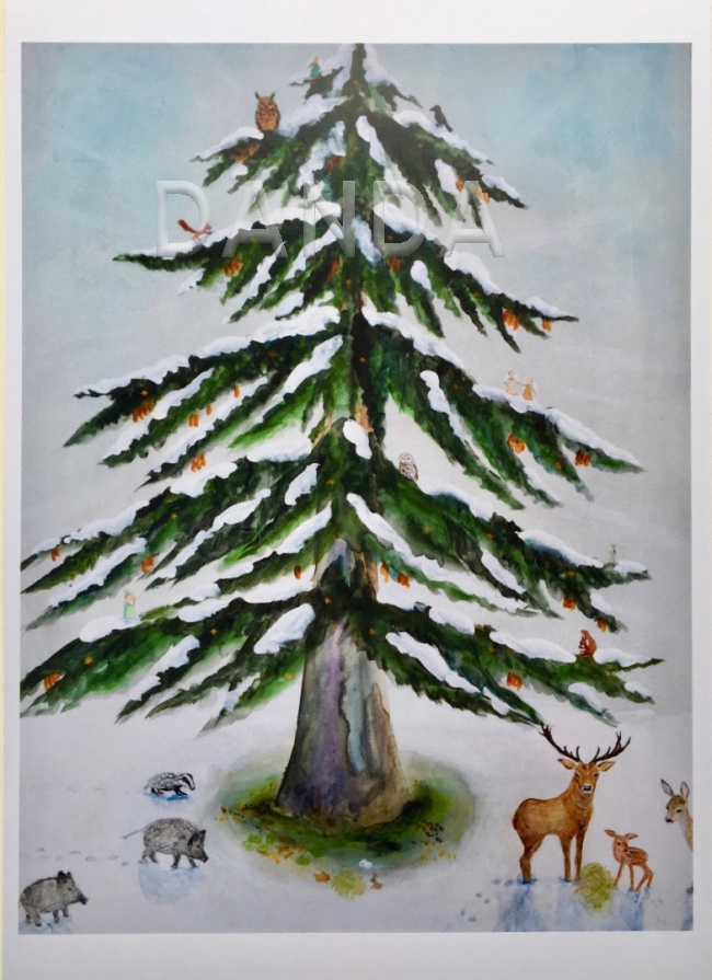 Alexandra Hesselmann Shop - Verschneiter Tannenbaum mit Tieren