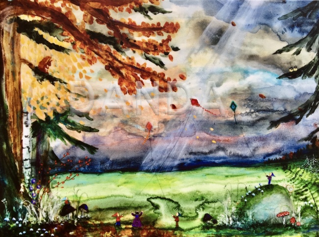 Alexandra Hesselmann Shop - Drachensteigen am Waldrand 30 x 40 cm