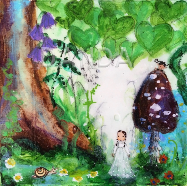 Alexandra Hesselmann Shop - Fee bei Pilz 20 x 20 cm